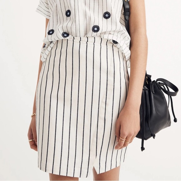 MADEWELL railroad stripe canvas faux wrap mini skirt size 6 - Picture 1 of 5